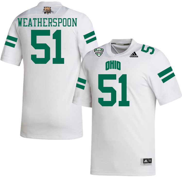 Ohio Bobcats #51 Davion Weatherspoon College Football Jerseys Stitched-White